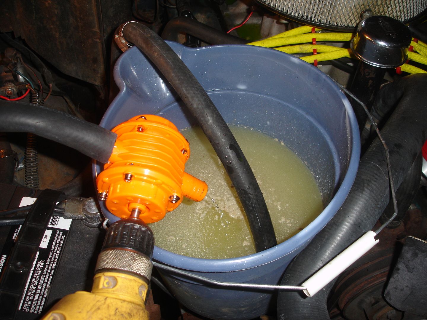 How to flush coolant from engine block with radiator off? Jeep